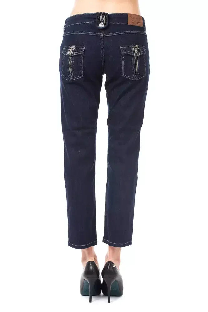 Ungaro Fever Blue Cotton Women Capri Jeans - Zeiniez