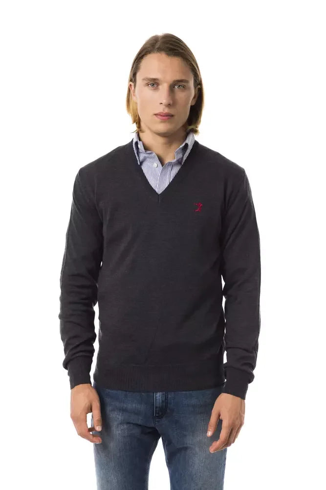 Uominitaliani Gray Merino Wool Men Sweater - Zeiniez