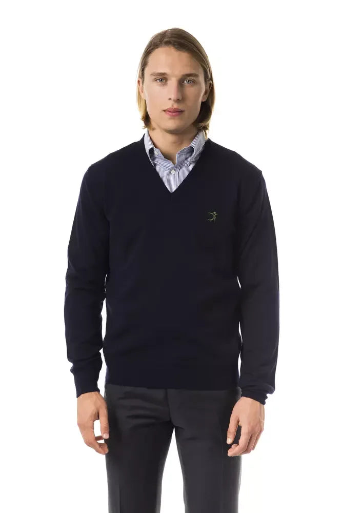 Uominitaliani Blue Merino Wool Men Sweater - Zeiniez