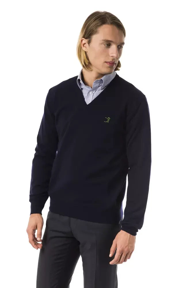 Uominitaliani Blue Merino Wool Men Sweater - Zeiniez