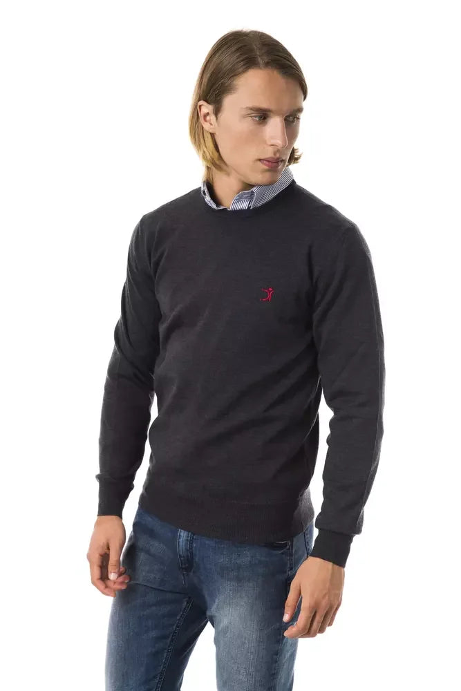 Uominitaliani Gray Merino Wool Men Sweater - Zeiniez