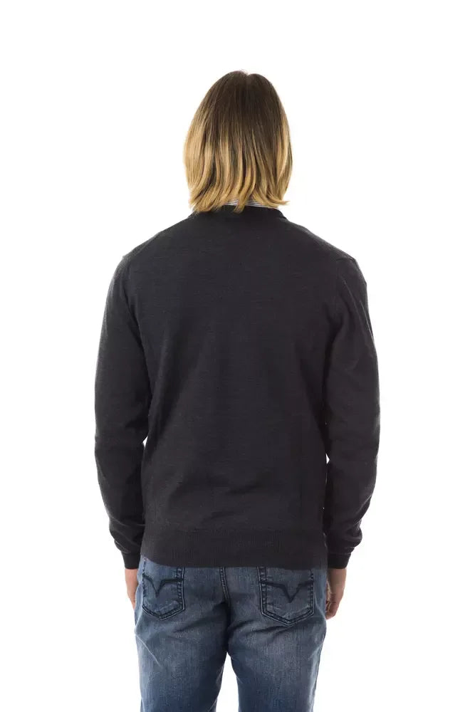 Uominitaliani Gray Merino Wool Men Sweater - Zeiniez