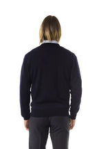 Uominitaliani Blue Merino Wool Men Sweater - Zeiniez