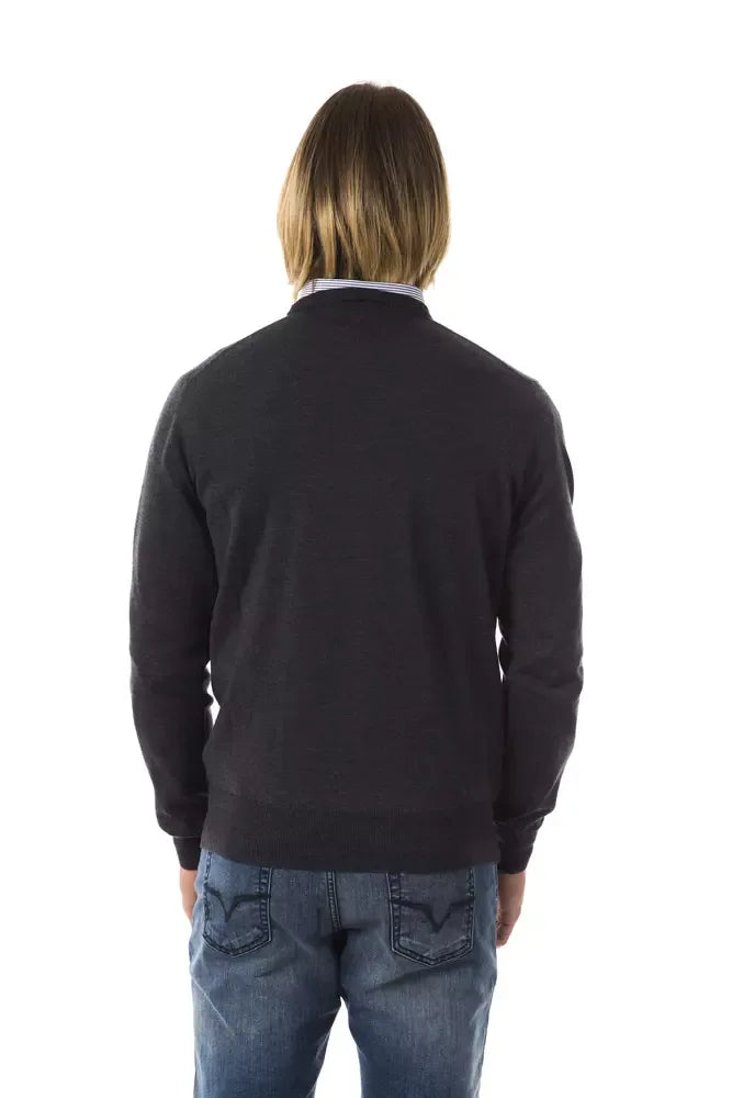 Uominitaliani Gray Merino Wool Men Sweater - Zeiniez