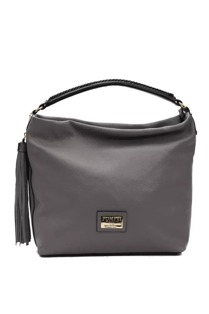 Pompei Donatella Gray Leather Women Shoulder Bag - Zeiniez