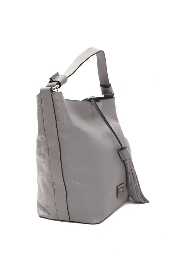 Pompei Donatella Gray Leather Women Shoulder Bag - Zeiniez