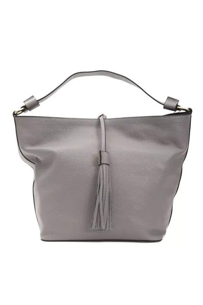 Pompei Donatella Gray Leather Women Shoulder Bag - Zeiniez