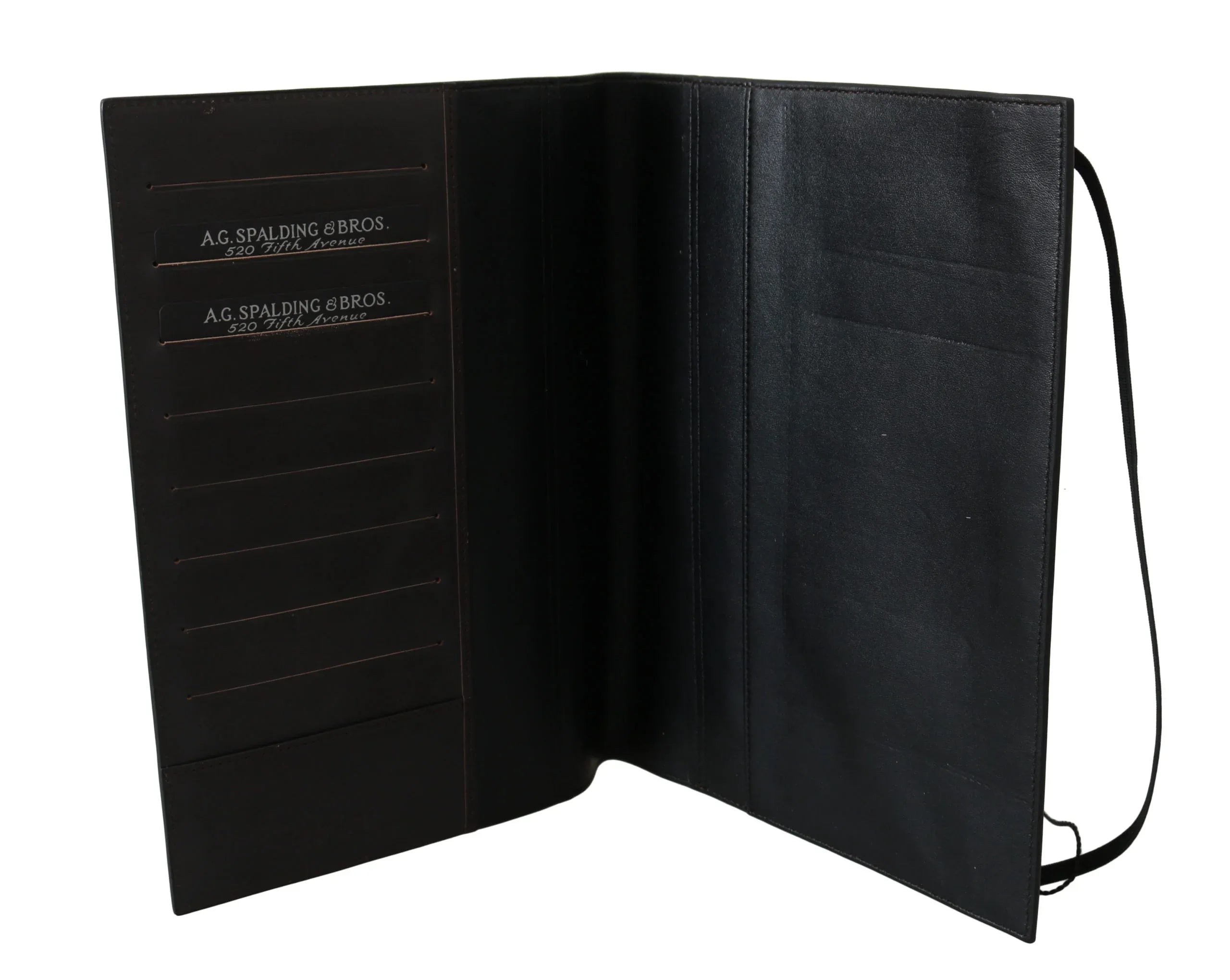 A.G. Spalding & Bros Black Leather Bifold Travel Holder Logo Wallet - Zeiniez
