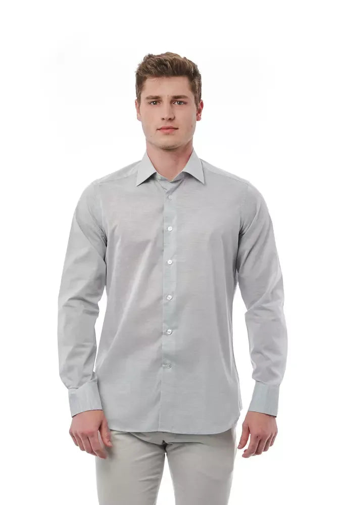 Bagutta Gray Cotton Men Shirt - Zeiniez
