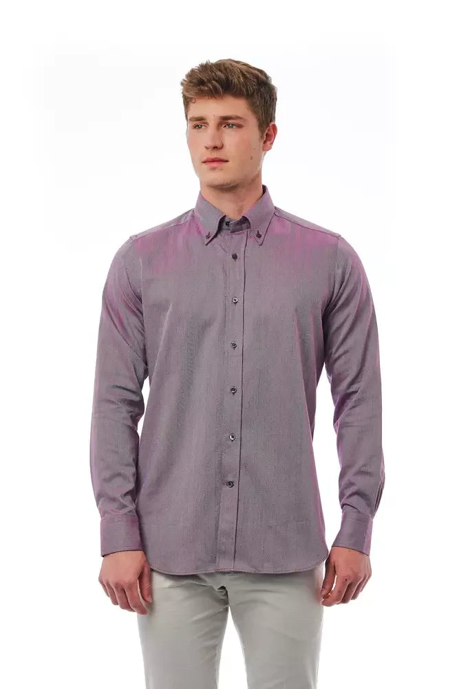 Bagutta Burgundy Cotton Men Shirt - Zeiniez