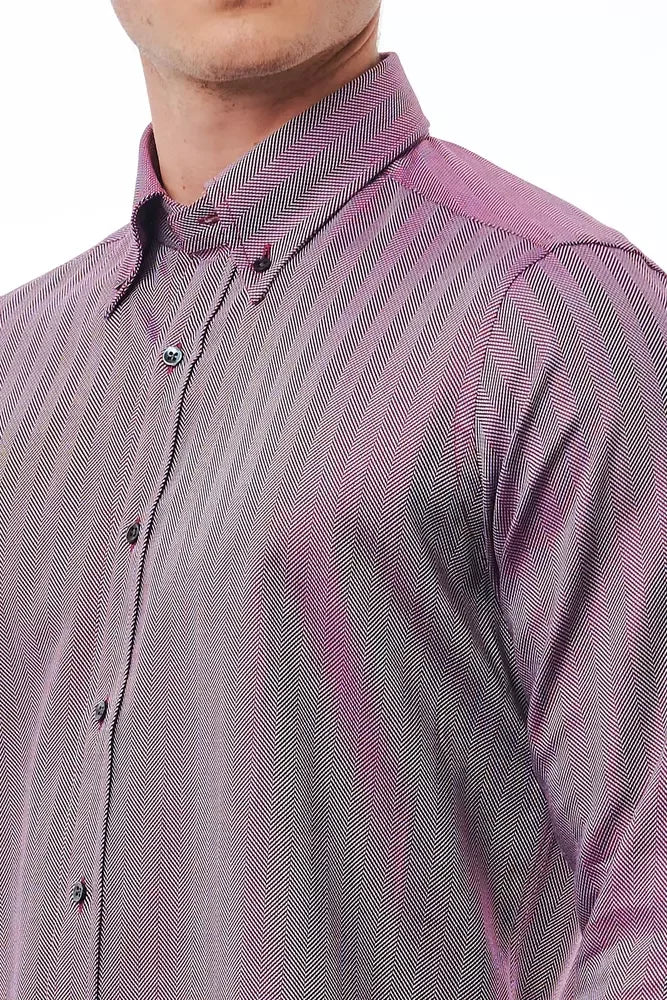 Bagutta Burgundy Cotton Men Shirt - Zeiniez