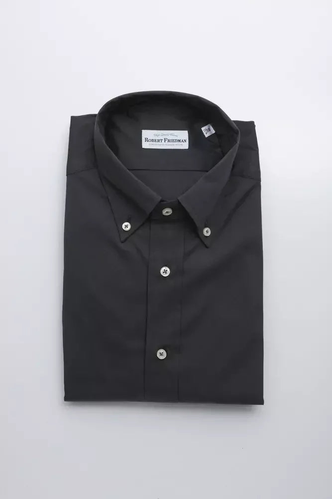 Robert Friedman Gray Cotton Men Shirt - Zeiniez