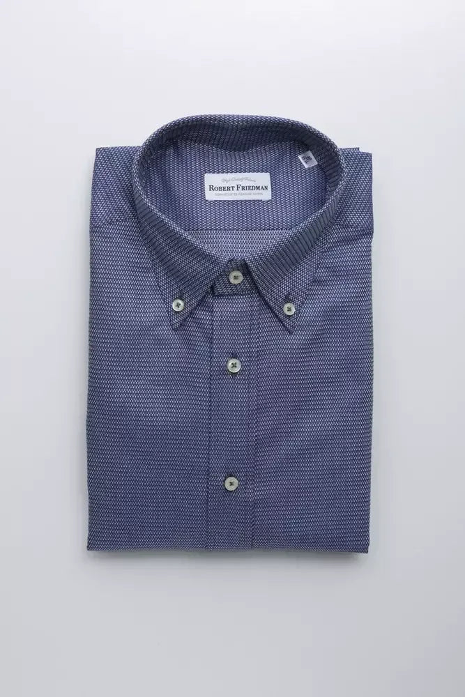 Robert Friedman Blue Cotton Men's Shirt - Zeiniez