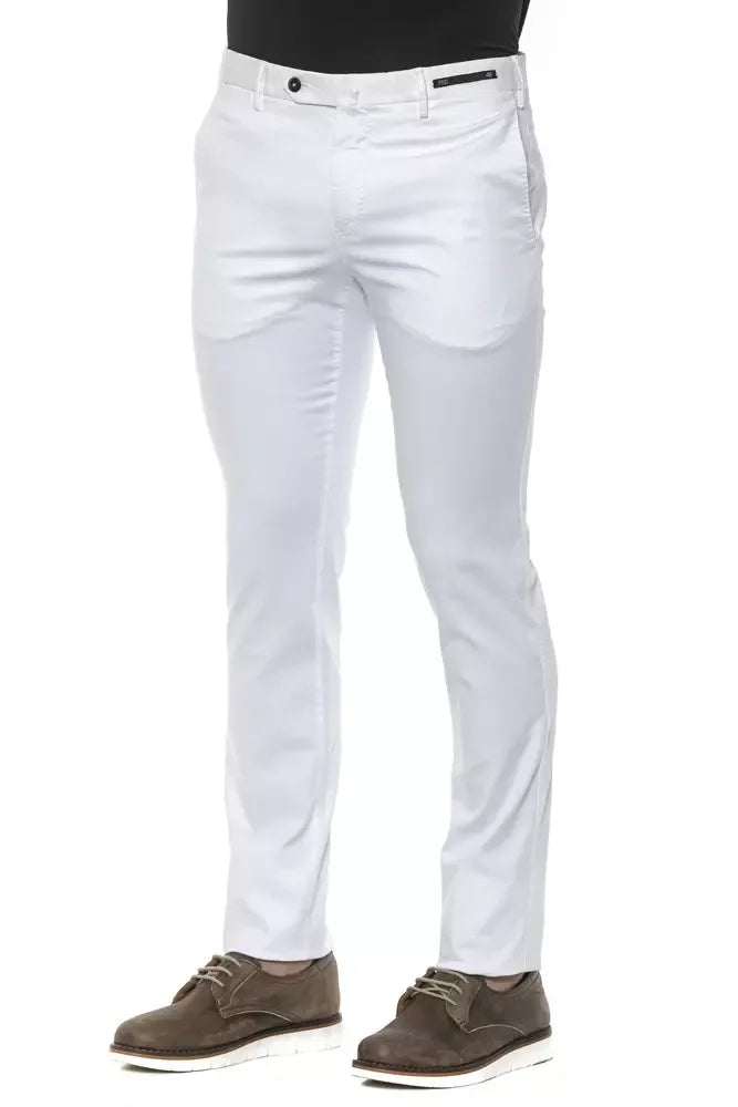 PT Torino White Cotton Men Slim Trouser - Zeiniez