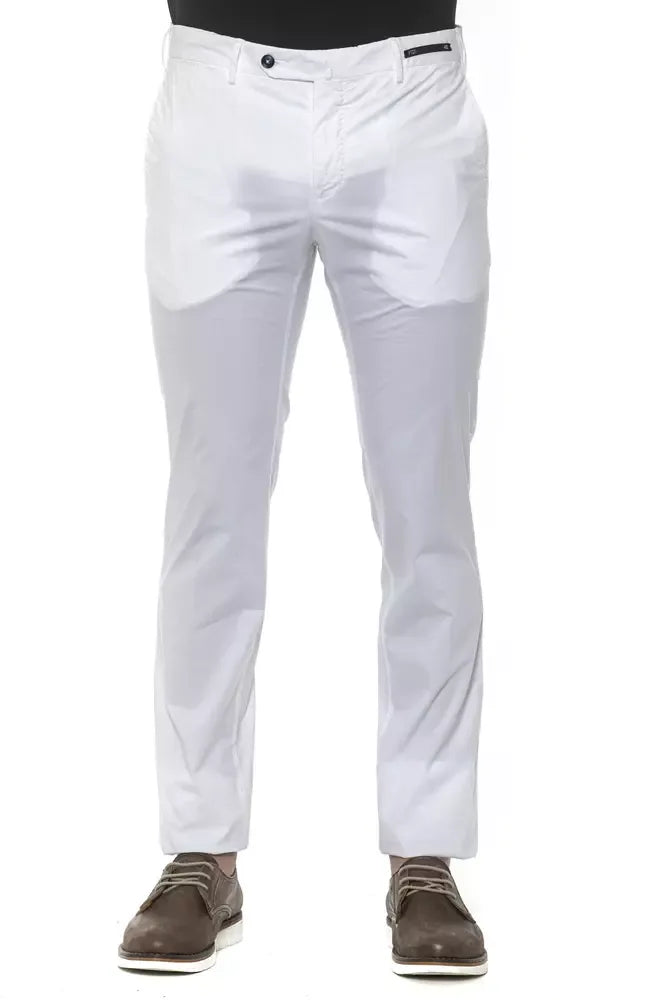 PT Torino White Cotton Men Slim Trouser - Zeiniez