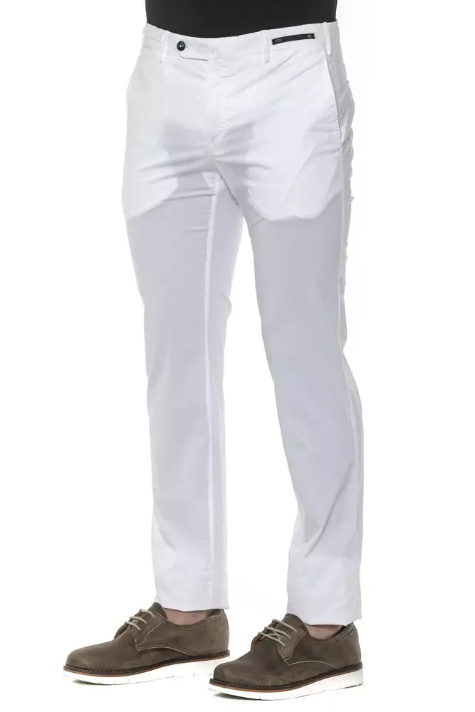 PT Torino White Cotton Men Slim Trouser - Zeiniez