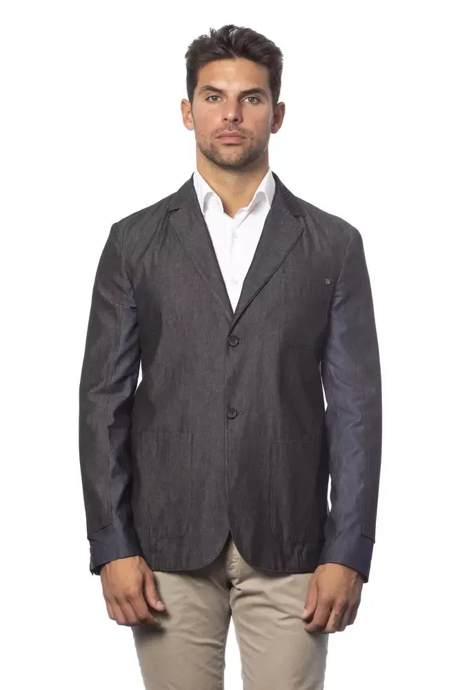 Verri Gray Cotton Men Single Breasted Blazer - Zeiniez