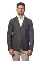 Verri Gray Cotton Men Single Breasted Blazer - Zeiniez