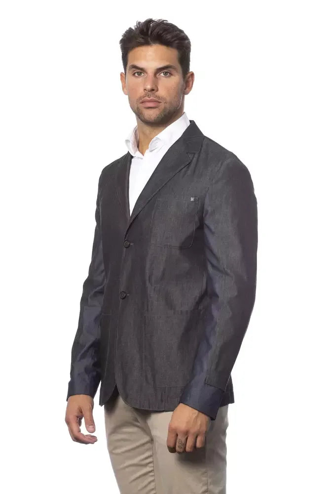 Verri Gray Cotton Men Single Breasted Blazer - Zeiniez