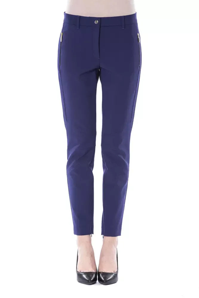 BYBLOS Blue Polyester Women's Slim-Fit Pant - Zeiniez