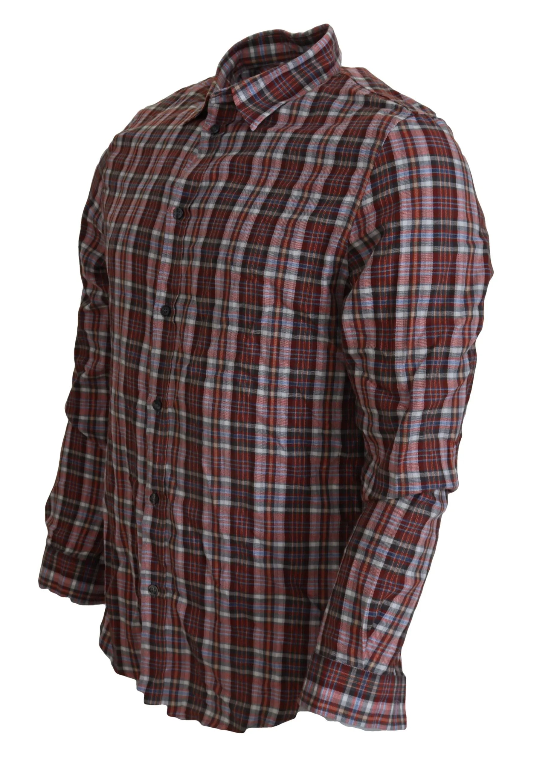 GF Ferre Multicolor Checkered Cotton Long Sleeves Casual Shirt - Zeiniez