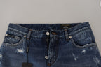 Dolce & Gabbana Blue Cotton Tattered Men Denim Jeans - Zeiniez