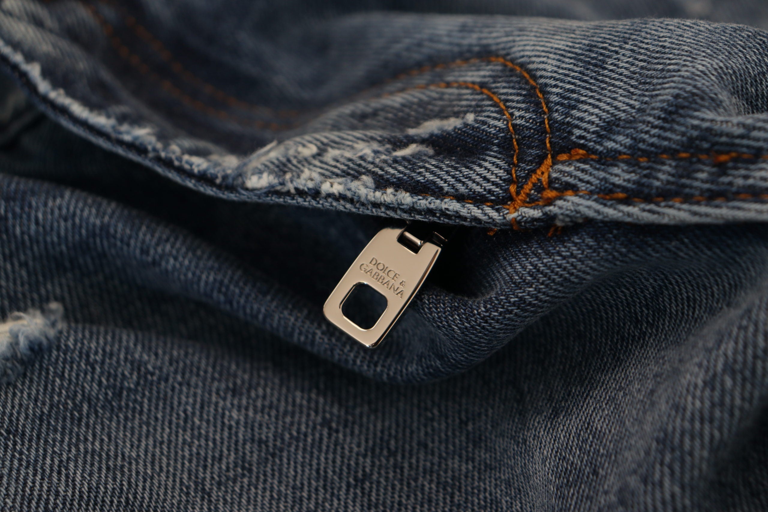 Dolce & Gabbana Blue Cotton Tattered Men Denim Jeans - Zeiniez