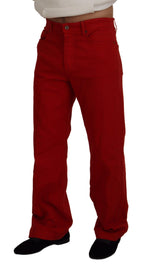 Dolce & Gabbana Red Cotton Straight Fit Men Denim Jeans - Zeiniez