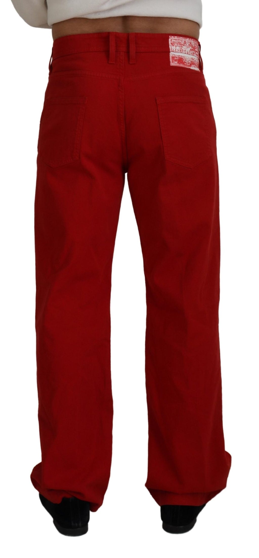 Dolce & Gabbana Red Cotton Straight Fit Men Denim Jeans - Zeiniez