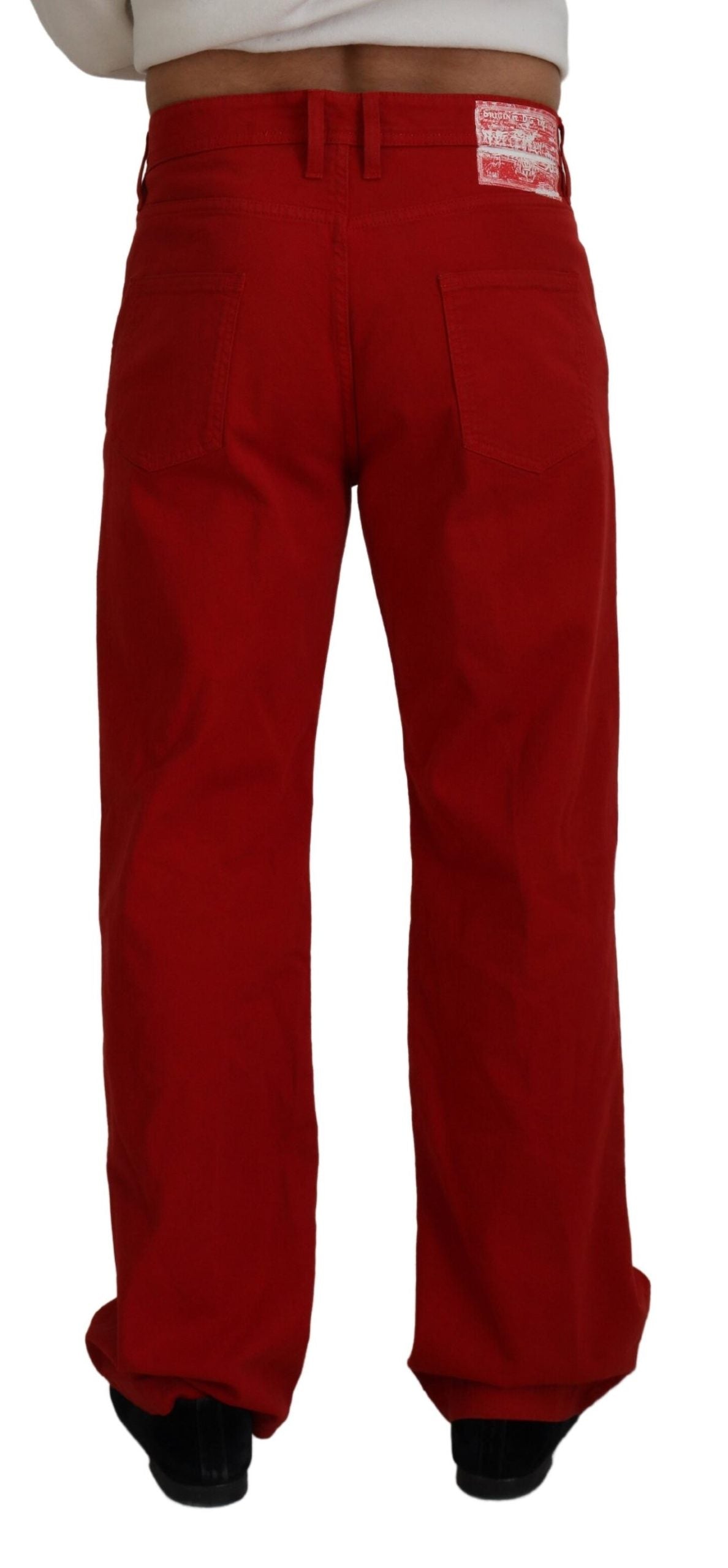 Dolce & Gabbana Red Cotton Straight Fit Men Denim Jeans - Zeiniez