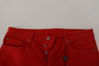 Dolce & Gabbana Red Cotton Straight Fit Men Denim Jeans - Zeiniez
