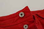 Dolce & Gabbana Red Cotton Straight Fit Men Denim Jeans - Zeiniez