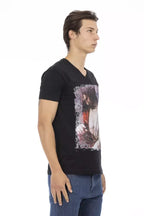 Trussardi Action Black Cotton Men's V-Neck T-Shirt - Zeiniez