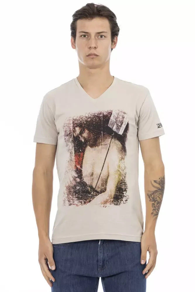 Trussardi Action Beige Cotton Men T-Shirt - Zeiniez