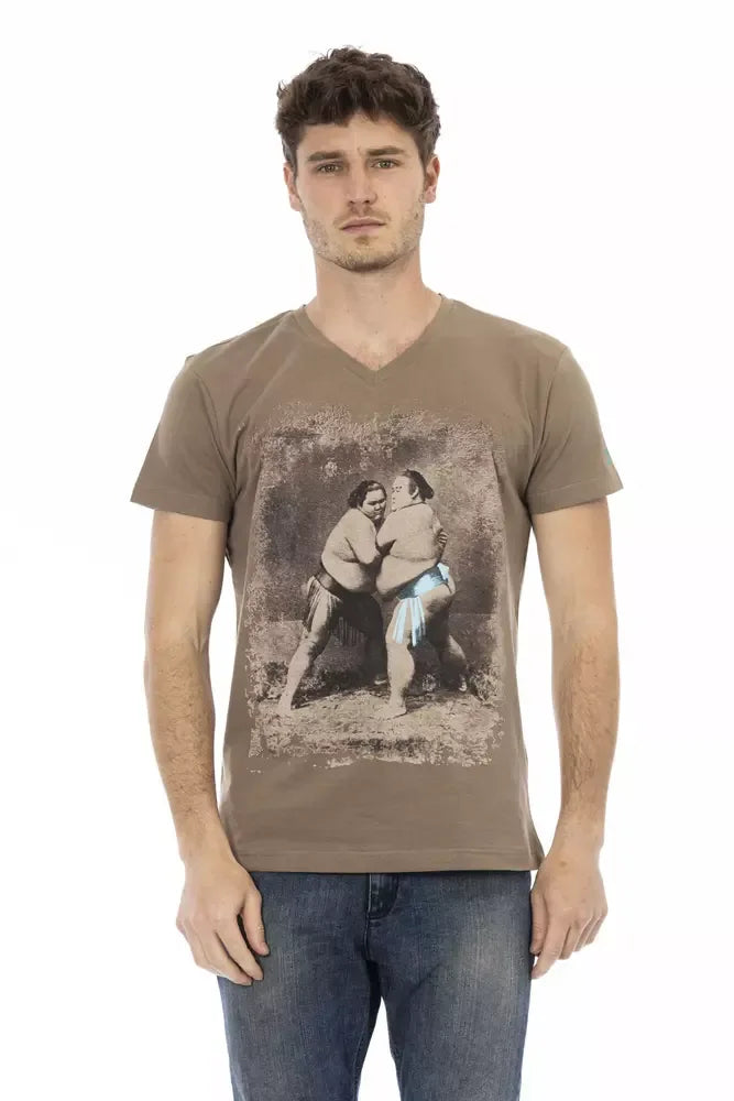 Trussardi Action Brown Cotton Men T-Shirt - Zeiniez