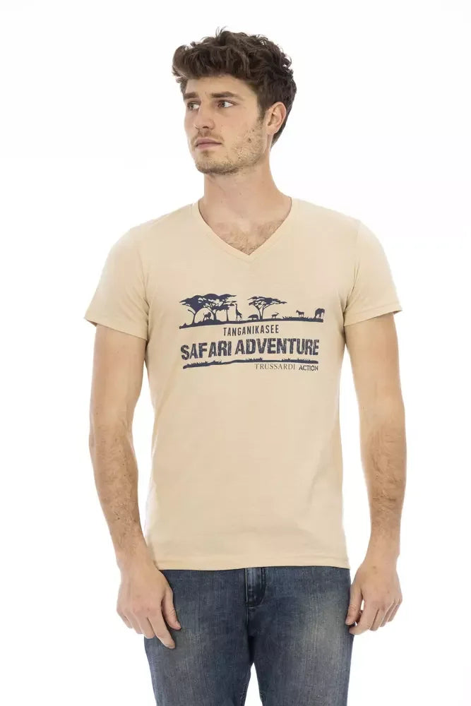 Trussardi Action Beige Cotton Men T-Shirt - Zeiniez