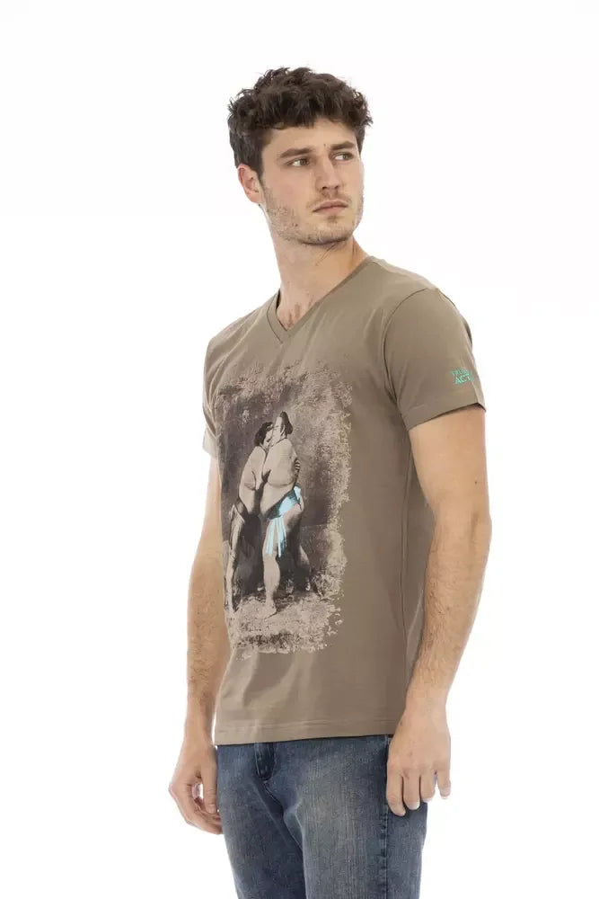 Trussardi Action Brown Cotton Men T-Shirt - Zeiniez