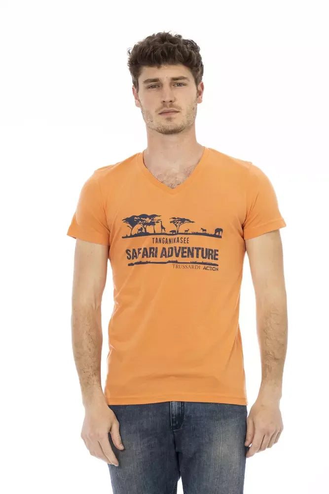 Trussardi Action Orange Cotton Men's T-Shirt - Zeiniez