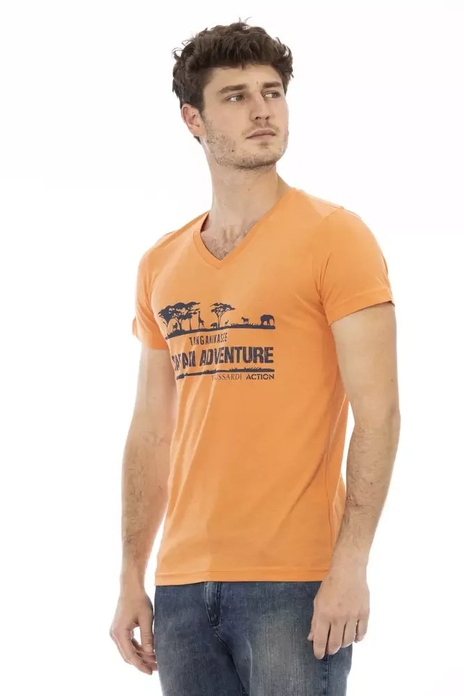 Trussardi Action Orange Cotton Men's T-Shirt - Zeiniez