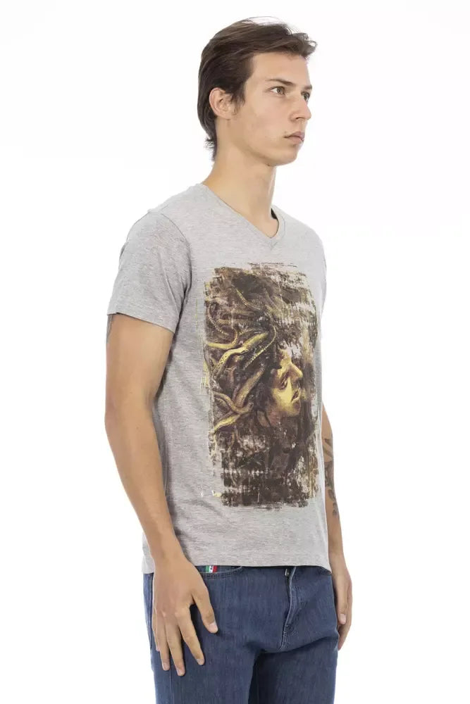 Trussardi Action Gray Cotton Men T-Shirt - Zeiniez
