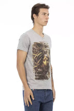 Trussardi Action Gray Cotton Men T-Shirt - Zeiniez