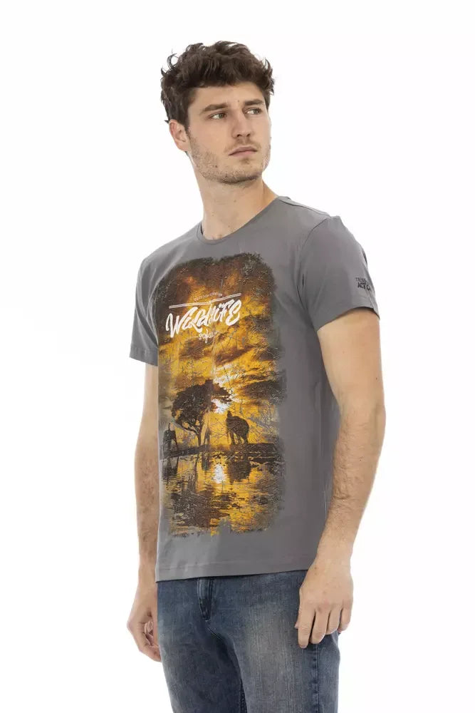 Trussardi Action Gray Cotton Men T-Shirt - Zeiniez