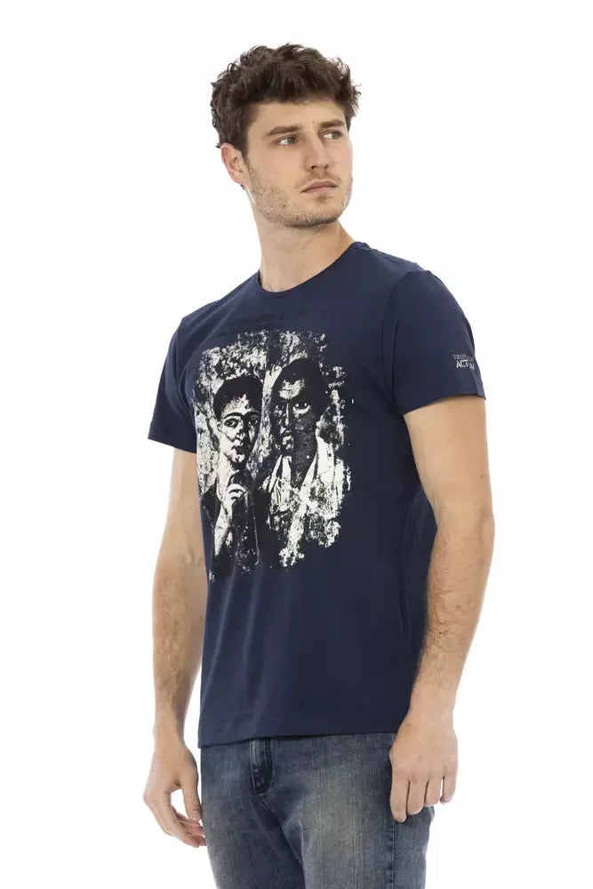Trussardi Action Blue Cotton Men T-Shirt - Zeiniez
