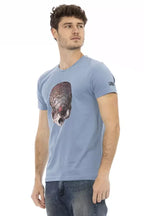 Trussardi Action Light Blue Cotton Men T-Shirt - Zeiniez