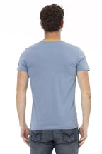 Trussardi Action Light Blue Cotton Men T-Shirt - Zeiniez