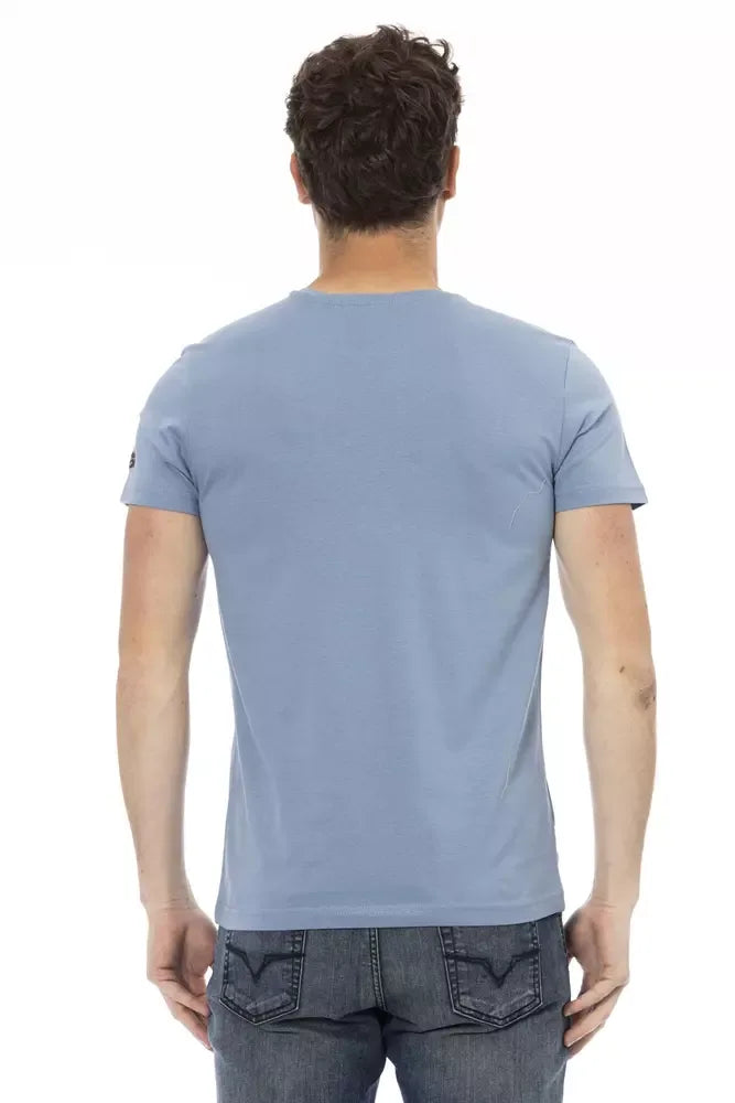 Trussardi Action Light Blue Cotton Men T-Shirt - Zeiniez
