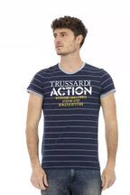 Trussardi Action Blue Cotton Men T-Shirt - Zeiniez