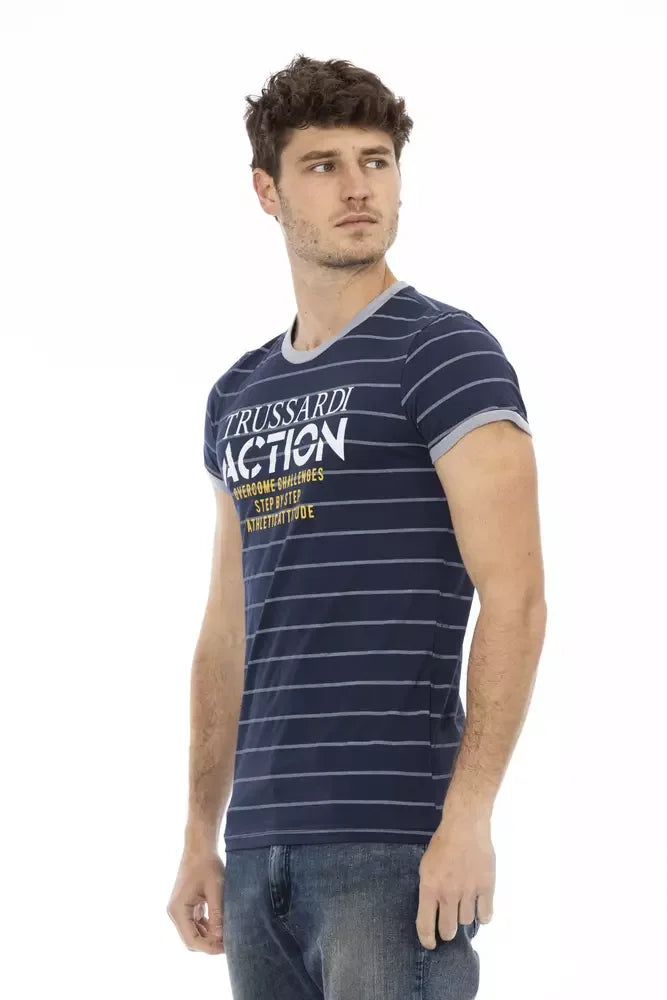 Trussardi Action Blue Cotton Men T-Shirt - Zeiniez