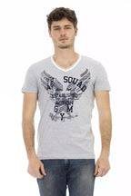 Trussardi Action Gray Cotton Men's V-Neck T-Shirt - Zeiniez