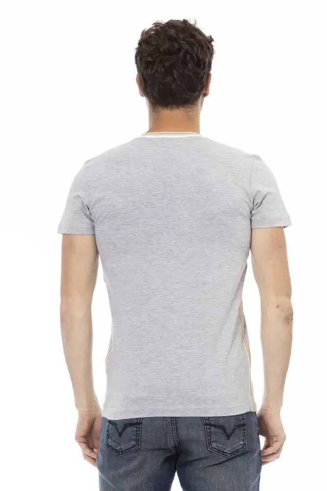 Trussardi Action Gray Cotton Men's V-Neck T-Shirt - Zeiniez